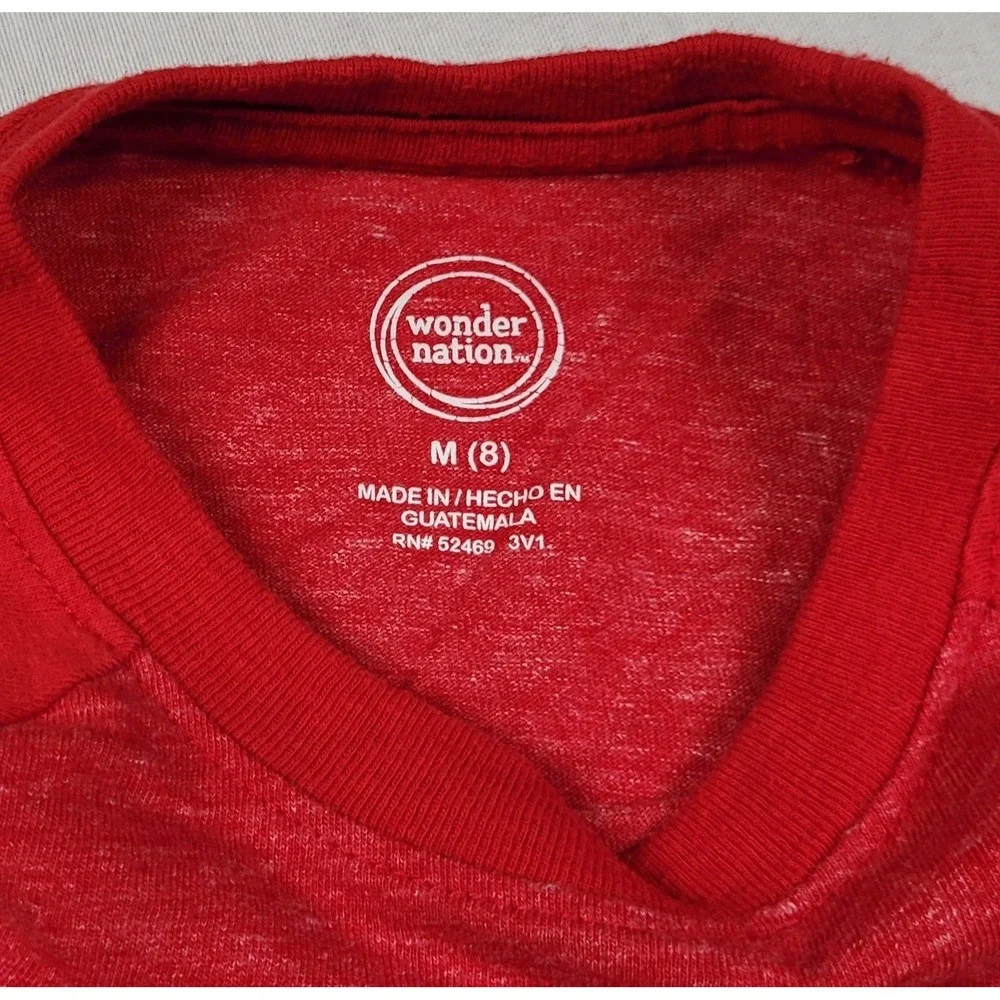 Wonder Nation Boy's Red Heathered Raglan Short Sleeve T-Shirt Size M (8)